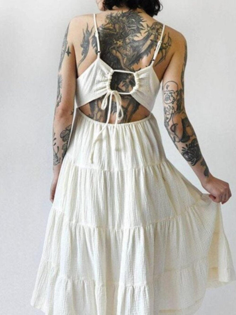 Noctex Women's Cream and White Dress - S - Picture 2 of 2